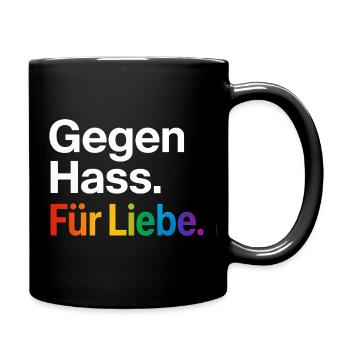Regenbogen Liebe Statement Spruch Shirt CSD - Tasse einfarbig - Schwarz - Rechts