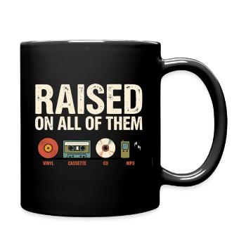 Raised On All Of Them Vintage Music Shirt - Full Colour Mug - black - Right