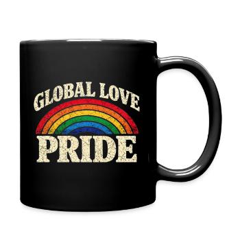 Global Love Pride Regenbogen Vintage T-Shirt  - Tasse einfarbig - Schwarz - Rechts