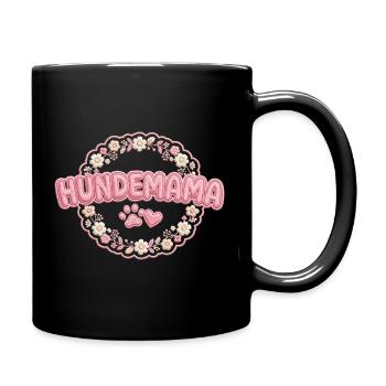 Hundemama Blütenstickerei - Tasse einfarbig - Schwarz - Rechts