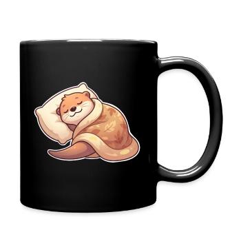 Sleeping Otter - Full Colour Mug - black - Right