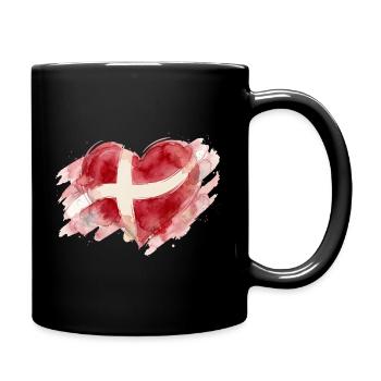 Denmark Heart Watercolor Painting - Full Colour Mug - black - Right