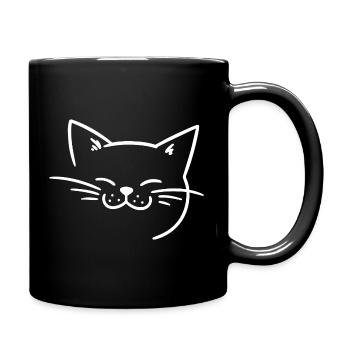 Radiant cat face with whiskers - Full Colour Mug - black - Right