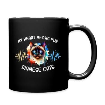 Ligne du cœur du chat siamois - Mug uni - noir - Droite