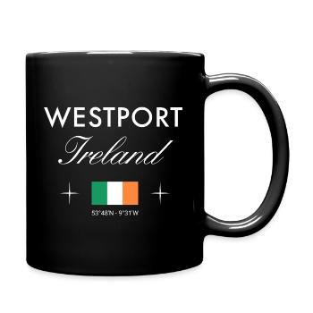 Westport Ireland Coordinates Travel Souvenir - Full Colour Mug - black - Right