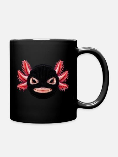 Böser Axolotl mit Sturmhaube - Tasse einfarbig - Schwarz