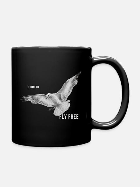 Born to fly free - Möwe Freiheit & Meer - Tasse einfarbig - Schwarz