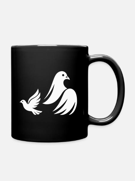 Zwei Friedenstauben im Flug - Tasse einfarbig - Schwarz