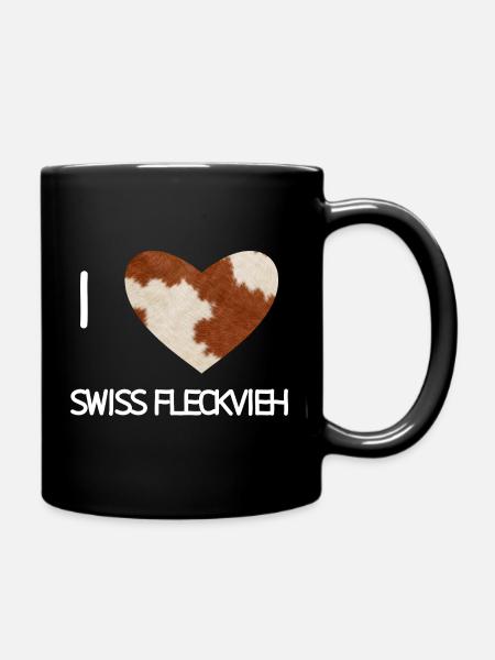 I Herz Swiss Fleckvieh - Tasse einfarbig - Schwarz