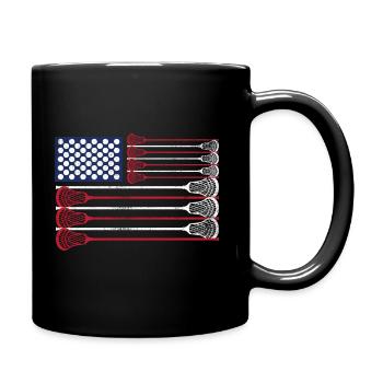 Vintage Flag > US Flag with Lacrosse Bats - Tasse einfarbig - Schwarz - Rechts