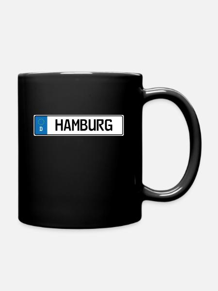Kennzeichen Hamburg - Tasse einfarbig - Schwarz