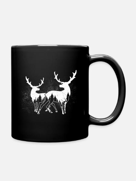 Elch Wald Abstrakt - Tasse einfarbig - Schwarz
