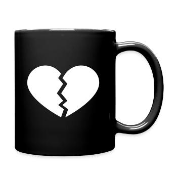 Gebrochenes Herz - Tasse einfarbig - Schwarz - Rechts