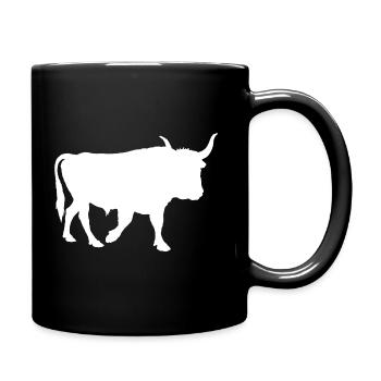 Weiße Silhouette Stier Bulle - Tasse einfarbig - Schwarz - Rechts