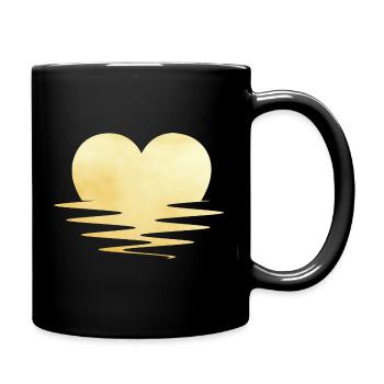 Sonnenuntergang Herz Urlaub Gold Liebe Reise - Tasse einfarbig - Schwarz - Rechts