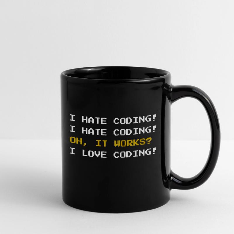 I love CODING Programmer Shirt IT Code Online Full Colour Mug