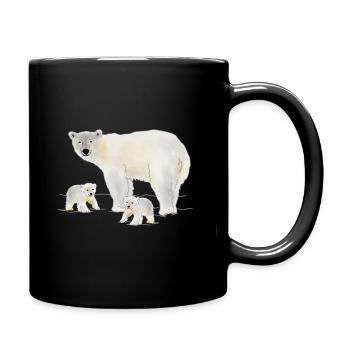 Polar bear with two cubs - Full Colour Mug - black - Right