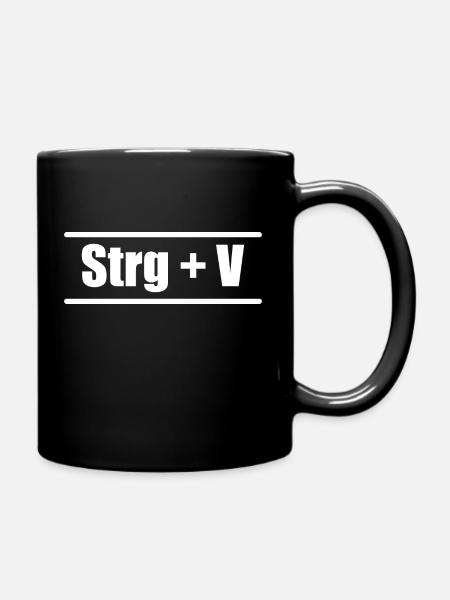 Strg C Strg V Eltern Kind Familie Partnerlook - Tasse einfarbig - Schwarz