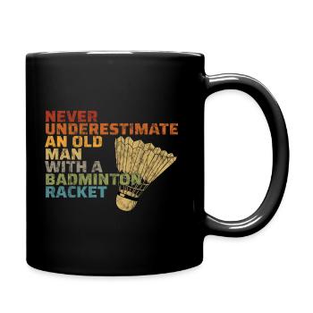 Badminton Federball Geschenk Alt Mann Schläger - Tasse einfarbig - Schwarz - Rechts