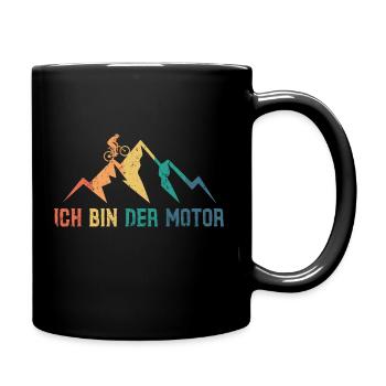 Ich bin der Motor -Mountain Bike Fahrrad Rad MTB - Tasse einfarbig - Schwarz - Rechts