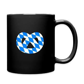 Breze Brezel Bayern Flagge Fahne Muster Motiv - Tasse einfarbig - Schwarz - Rechts