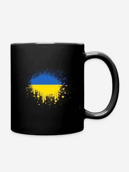 Ukraine Flagge Farbklecks Kazantip Kiew - Tasse einfarbig - Schwarz