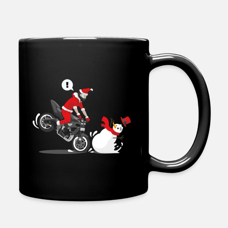 Weihnachtlicher Motorradstoppie - Tasse einfarbig - Schwarz