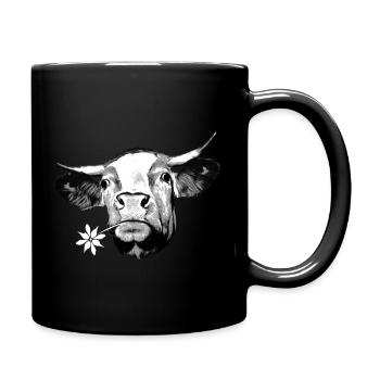 Kuh Rind Bauer Landwirt Kühe Bauernhof Alm lustig - Tasse einfarbig - Schwarz - Rechts
