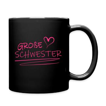 Große Schwester - Tasse einfarbig - Schwarz - Rechts