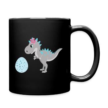Dino Dinosaur Egg Mom Big Sister Girl - Full Colour Mug - black - Right