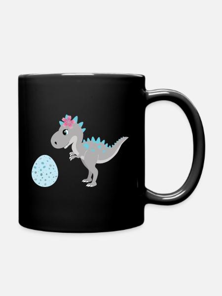 dinosaure dinosaure oeuf maman grande sœur filles - Mug uni - noir