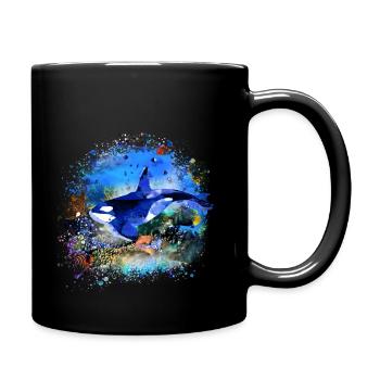 whale,colorful,aquarium,fish,sea,underwater - Full Colour Mug - black - Right