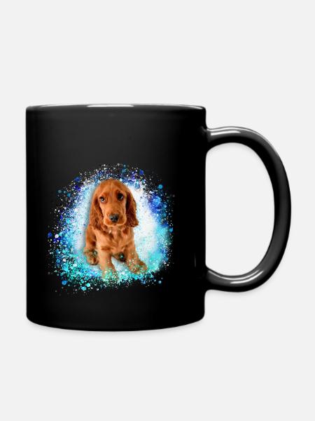 cockerspaniel ,brown,graffiti,painting,blue,puppy - Full Colour Mug - black