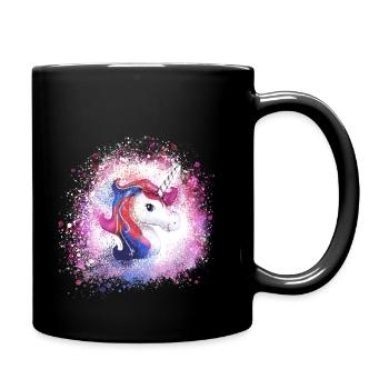 einhorn ,kopf, rosa,pferd, graffiti,malerei - Tasse einfarbig - Schwarz - Rechts