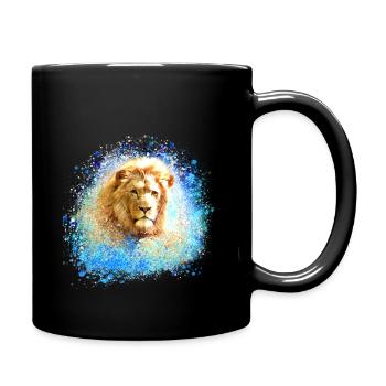 lion, or,tête de lion, graffiti, peinture, bleu - Mug uni - noir - Droite