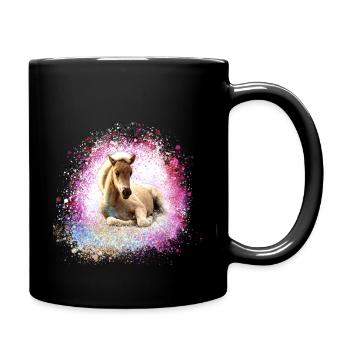 pony, rosa,fohlen, pferd, graffiti,malerei,pink - Tasse einfarbig - Schwarz - Rechts