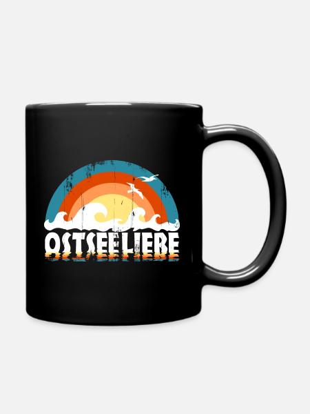 Ostseeliebe - Retroclors usedLook - Tasse einfarbig - Schwarz