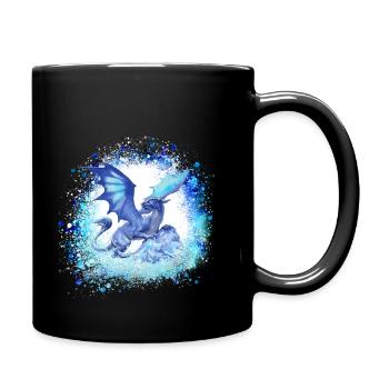 drache ,bleu,peinture,graffiti,encre,illustration - Mug uni - noir - Droite