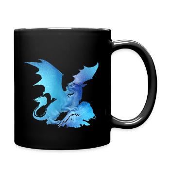 dragon, light blue, painting, graffiti, airbrush, blue - Full Colour Mug - black - Right