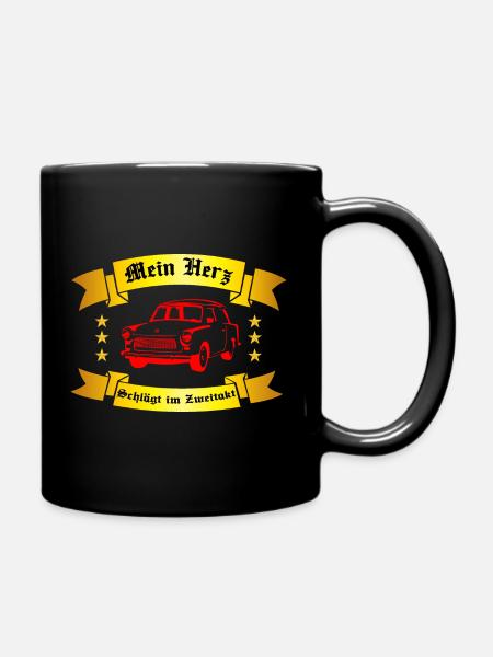 Männer und Herren T-Shirt | DDR Trabi - Tasse einfarbig - Schwarz
