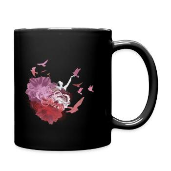 Dancer, painting, woman, ballerina,birds,flowers - Full Colour Mug - black - Right