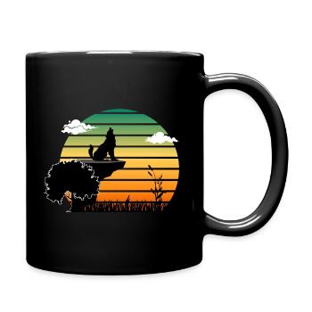 Wolf - Tasse einfarbig - Schwarz - Rechts