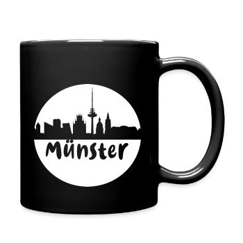 Münster, circle, skyline, silhouette, white - Full Colour Mug - black - Right