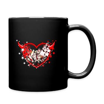 Herens Kuh, Eringer, Herz, St. Valentin - Tasse einfarbig - Schwarz - Rechts