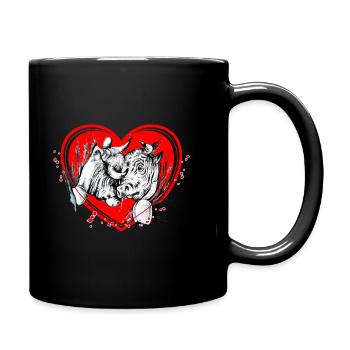 Herens Kuh, Eringer, Herz, St. Valentin - Tasse einfarbig - Schwarz - Rechts