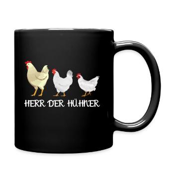 Herr der Hühner Landwirt Huhn Spruch - Tasse einfarbig - Schwarz - Rechts