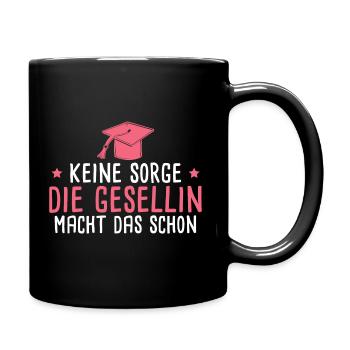 Gesellenprüfung Handwerkerin Gesellin Geschenk - Tasse einfarbig - Schwarz - Rechts