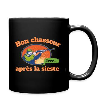 Chasseur et sieste la chasse avec humour - Mug uni - noir - Droite