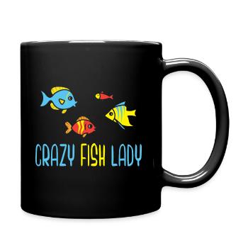 Crazy Fish Lady Aquarist Fish Keeper - Full Colour Mug - black - Right