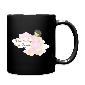 Geschenk für Schwangere 💗 Schmetterlinge im Bauch - Tasse einfarbig - Schwarz - Rechts